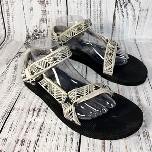 Teva Women's Sandals 11 Original Universal Boomerang Aztec Black White Gray Hike